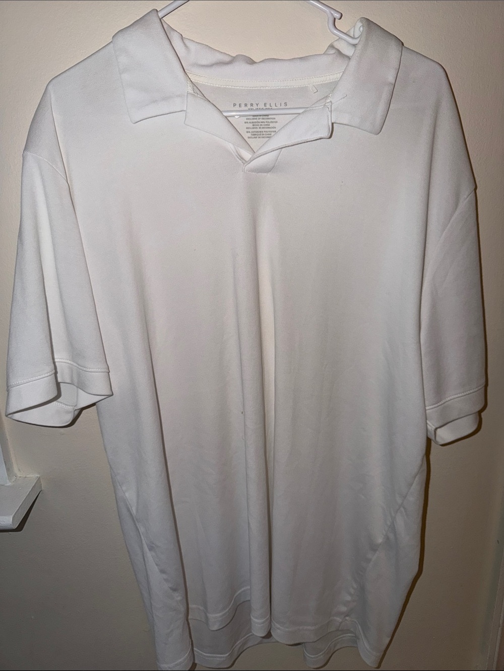 Perry Ellis White Short Sleeve Polo Shirt